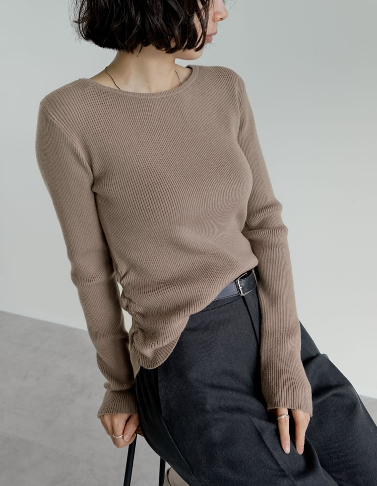 ニット トップス 長袖 レディース 8色 M/L セーター クルーネック 丸首 静電気防止 ストレッチ 伸縮性 オフィスカジュアル 秋冬 | Re:EDIT | 04