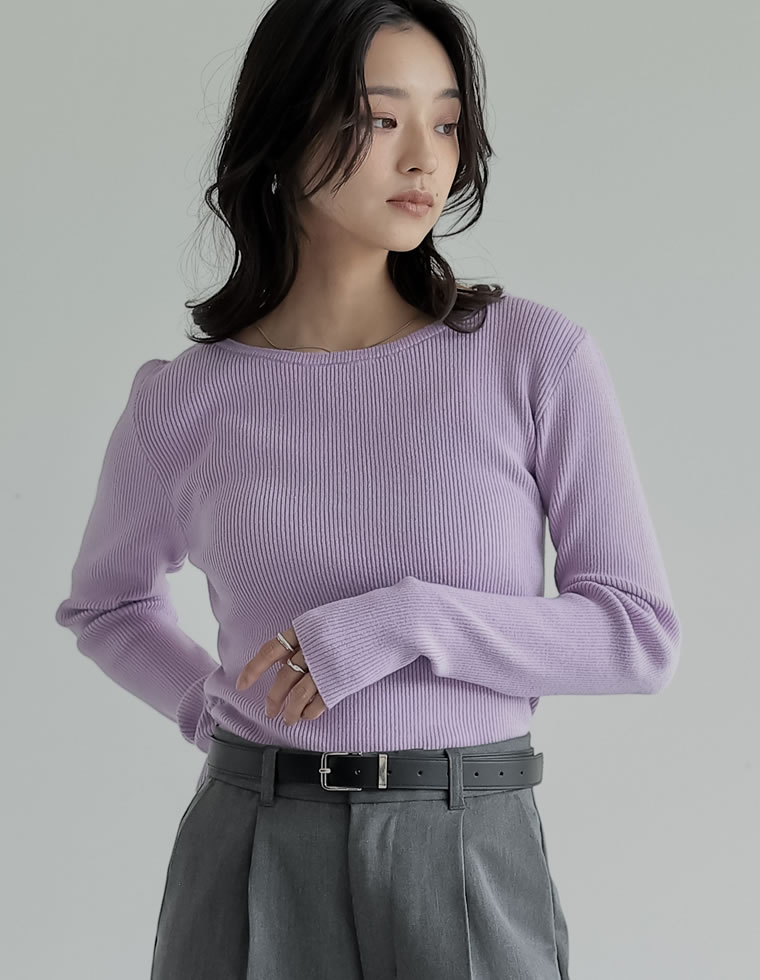 ニット トップス 長袖 レディース 8色 M/L セーター クルーネック 丸首 静電気防止 ストレッチ 伸縮性 オフィスカジュアル 秋冬 | Re:EDIT | 08