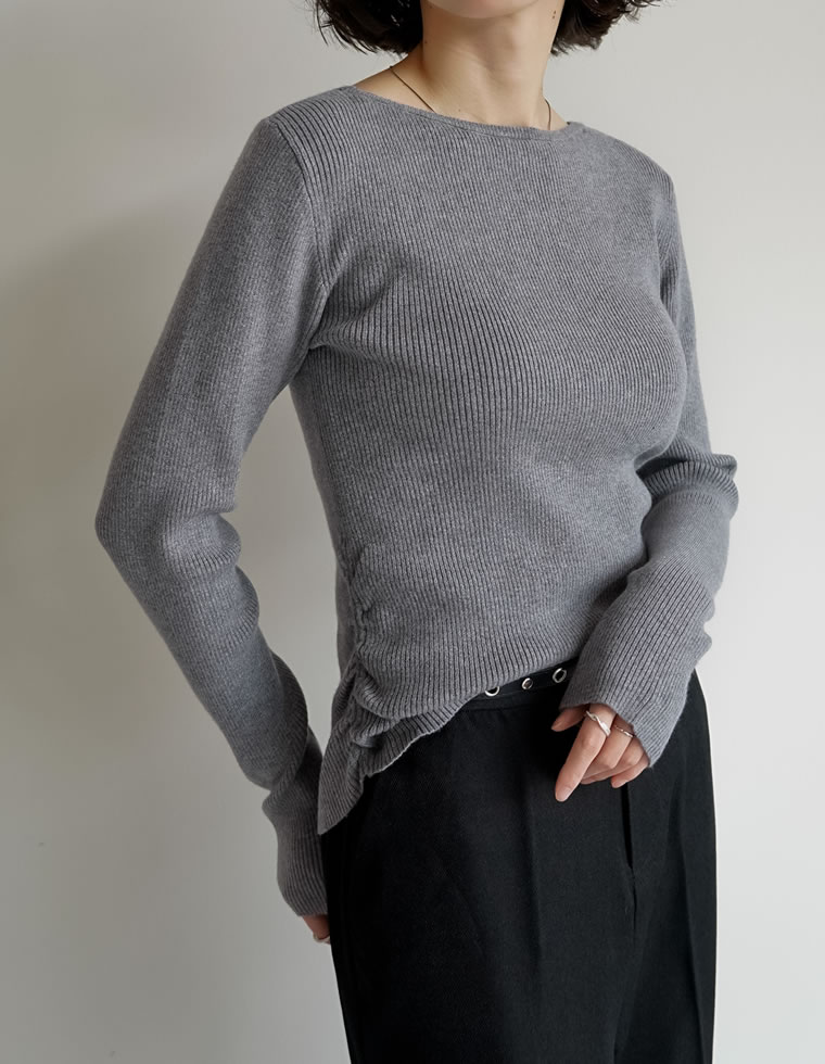 ニット トップス 長袖 レディース 8色 M/L セーター クルーネック 丸首 静電気防止 ストレッチ 伸縮性 オフィスカジュアル 秋冬 | Re:EDIT | 03