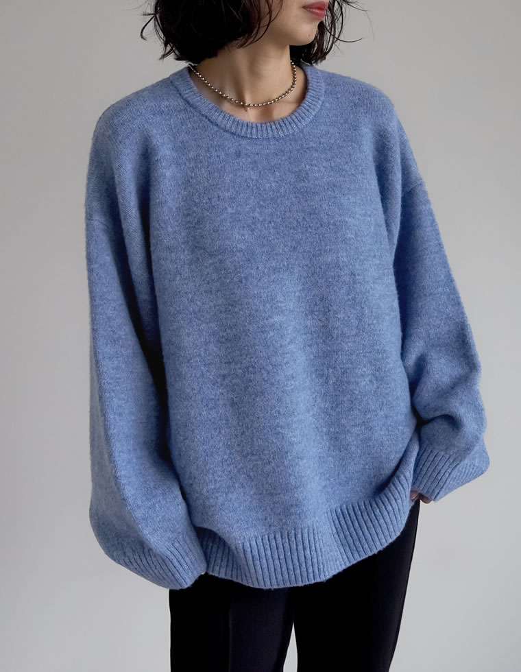 ニット トップス レディース 4色 M/L セーター 長袖 ミックスニット クルーネック 防寒 体型カバー 秋冬 | Re:EDIT | 04