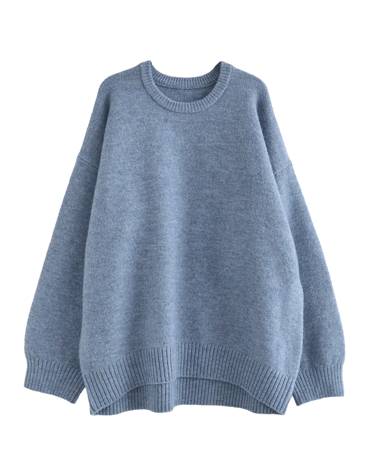 モヘアタッチニットクルーネックトップス