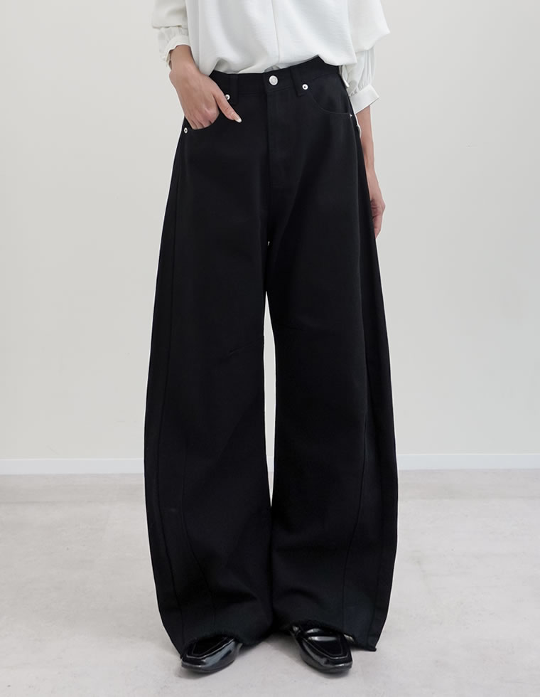パンツ レディース カーブパンツ 低身長 高身長 バレルパンツ カツラギ ウエストバックゴム ポケットあり 綿100％ 2026春夏 | Re:EDIT | 04