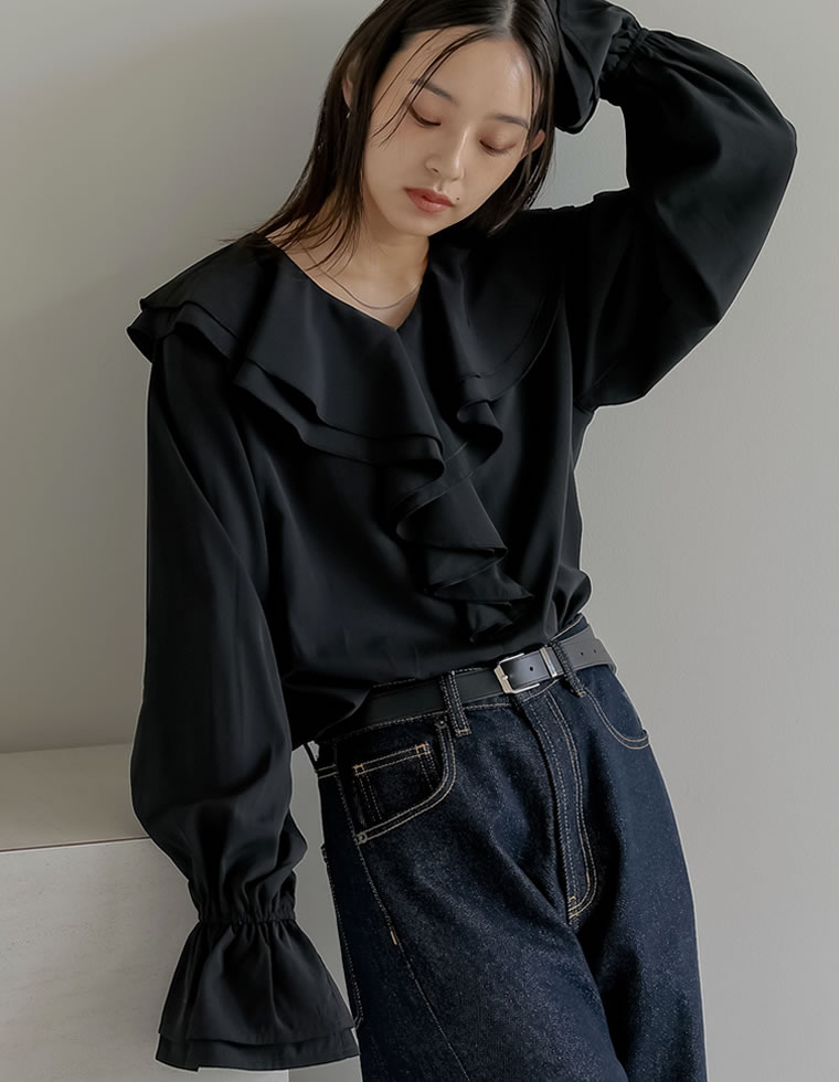 Re:EDIT（リエディ） シアーブラウス トップス 長袖 シャツ ブラウス