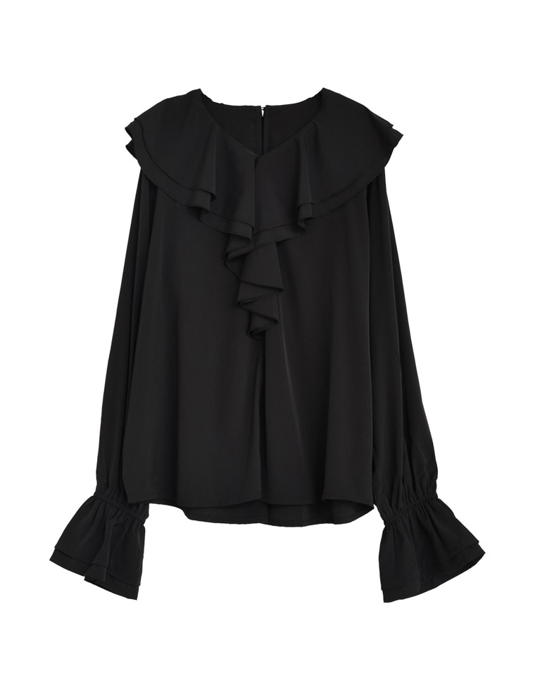 シアーエアリーラッフルカラーブラウス