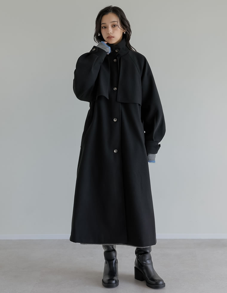 新品未使用 ヤマダヤ リルフェテ ロング丈 ジャケット コート グレー 黒 9号 卒入学式に使える】【喪服】ノーカラー ブラックフォーマル レディース