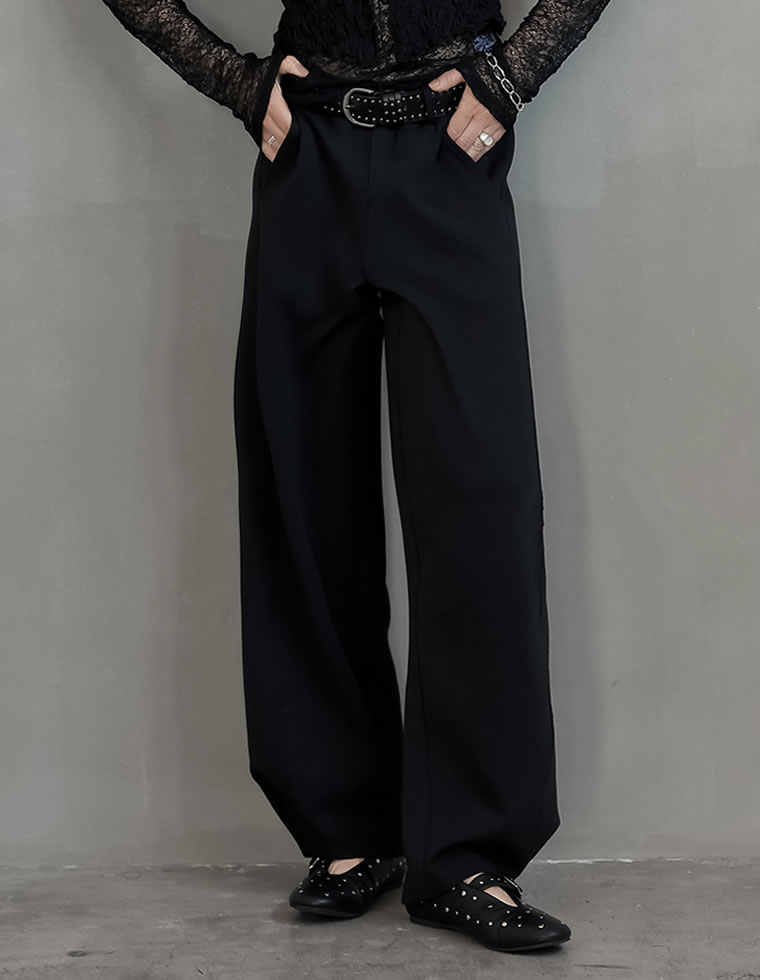 パンツ カーブパンツ ワイドパンツ レディース 2色 低身長 高身長 スウェットパンツ ダンボール 2WAY 洗える 2025秋冬 | Re:EDIT | 01