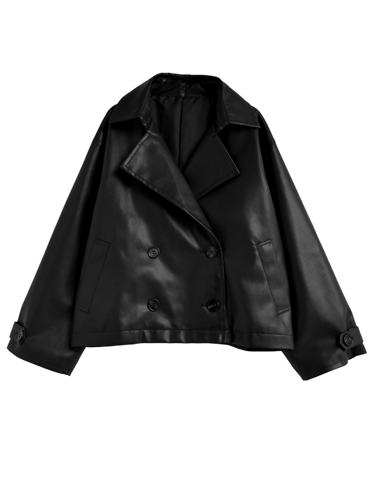 フェイクレザートレンチジャケット