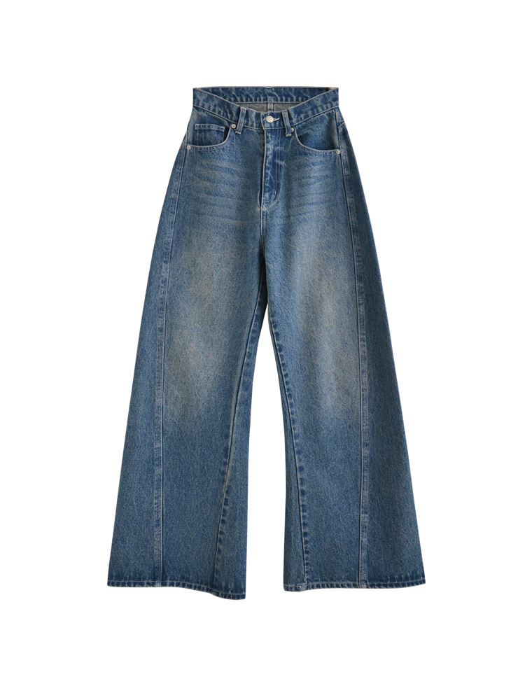 サイド切り替えコットンデニムパンツ