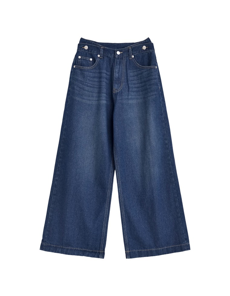 レイヤードローライズコットンデニムパンツ