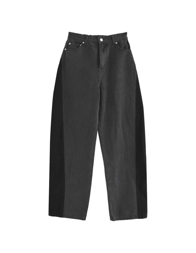 コットンデニムサイド切り替えカーブパンツ
