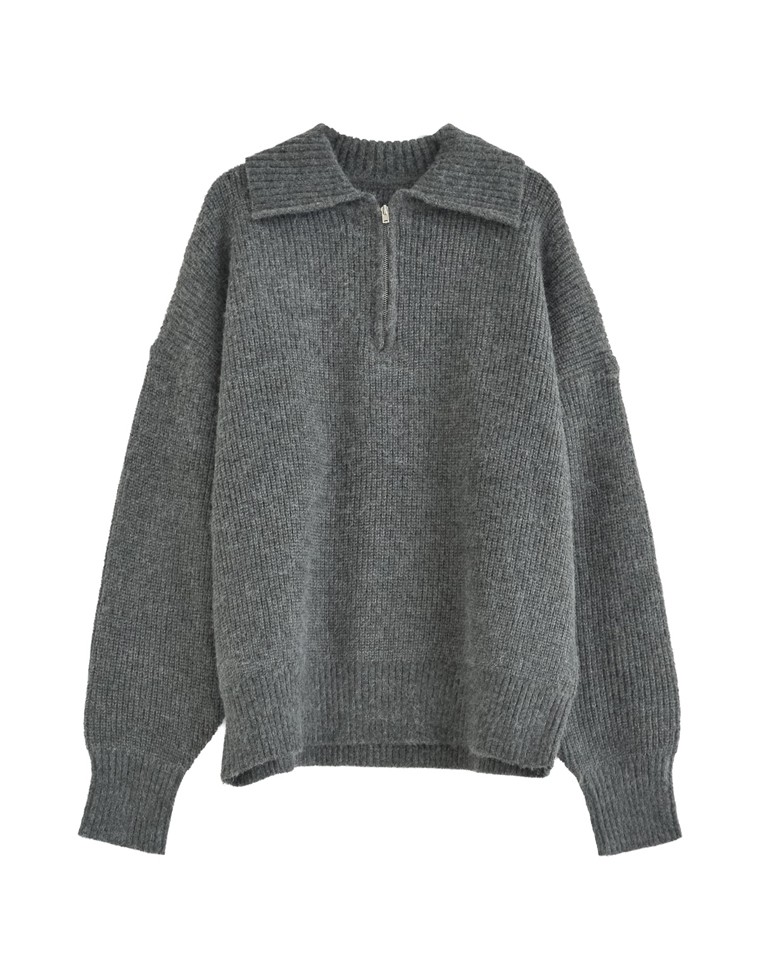 静電気防止ハーフジップニットプルオーバー