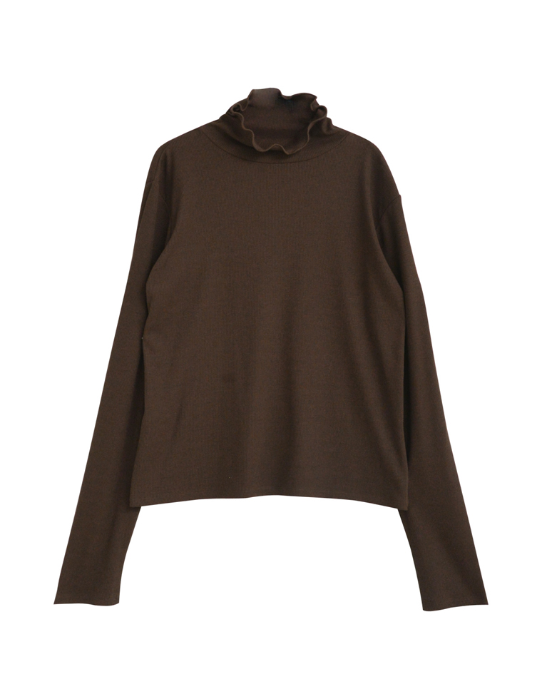 リブカットソーハイネックトップス