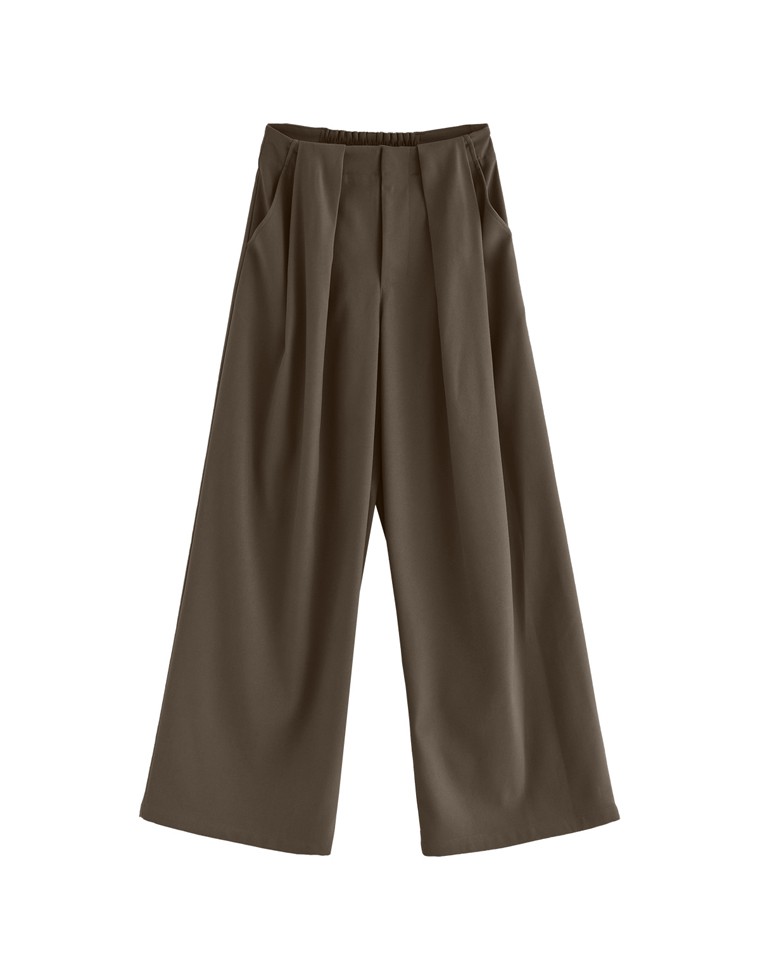 タックベルトループデザインワイドパンツ