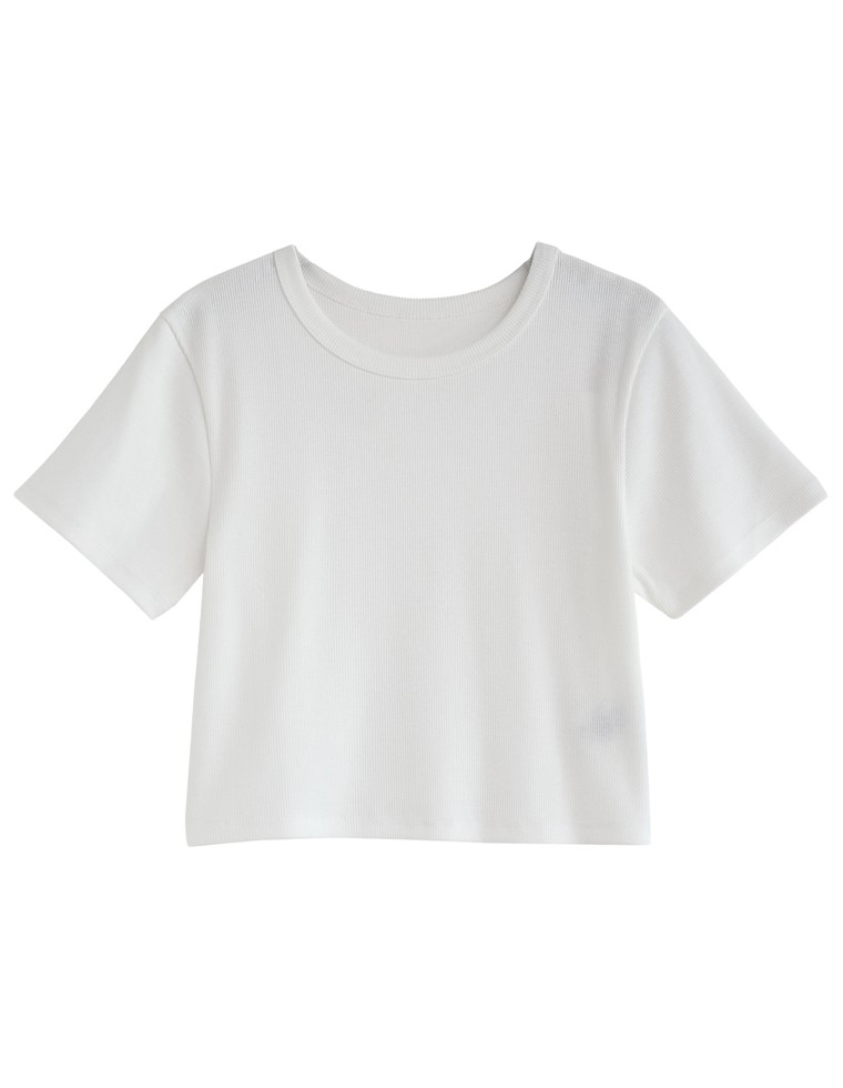 テレコリブクロップド半袖Ｔシャツ