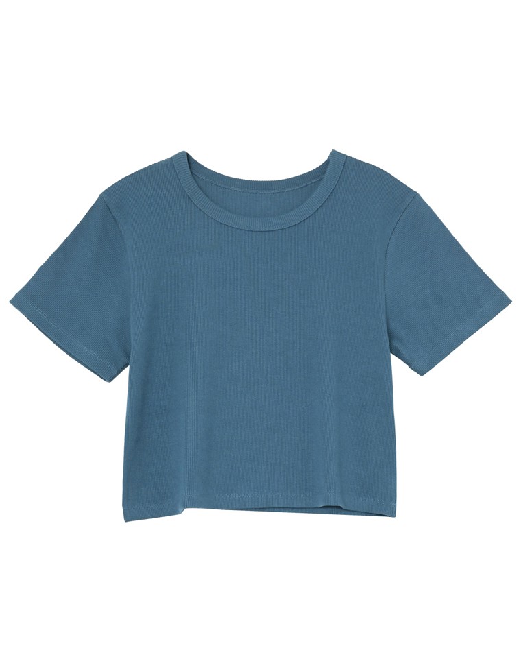 テレコリブクロップド半袖Tシャツ