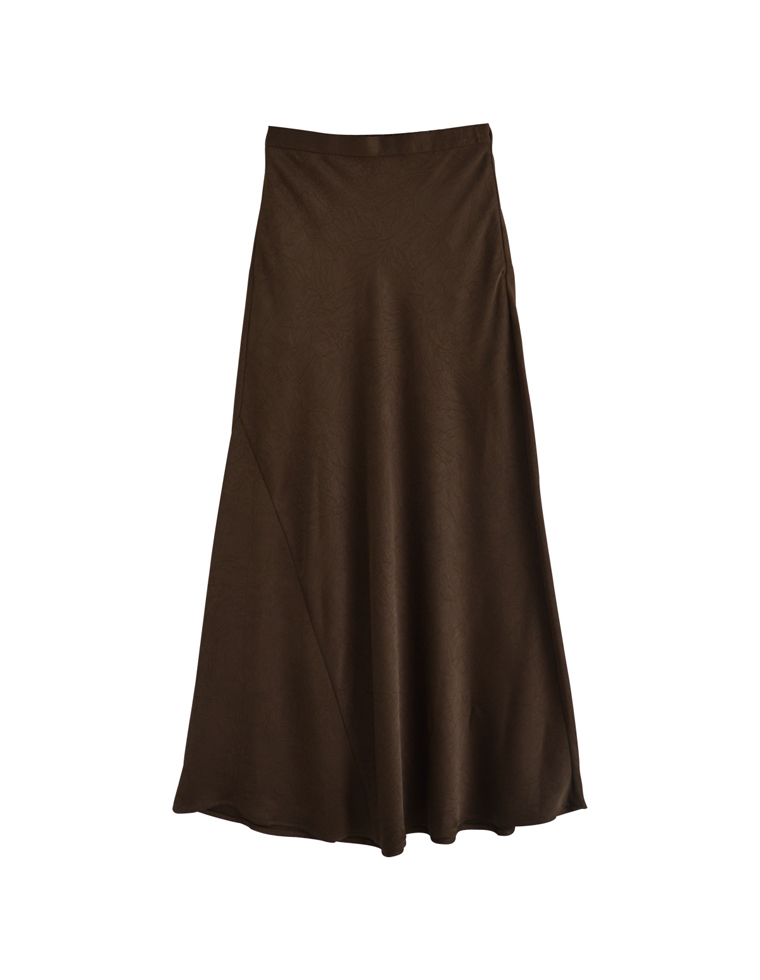 シワ加工サテン切り替えナロースカート