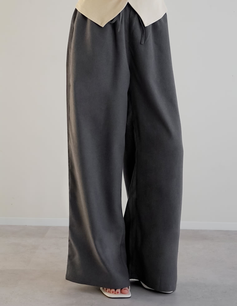 パンツ ワイド レディース 3色 低身長 高身長 ルーズ ヘリンボーン セットアップ対応 アンチピリング 微起毛 秋冬 | Re:EDIT | 02