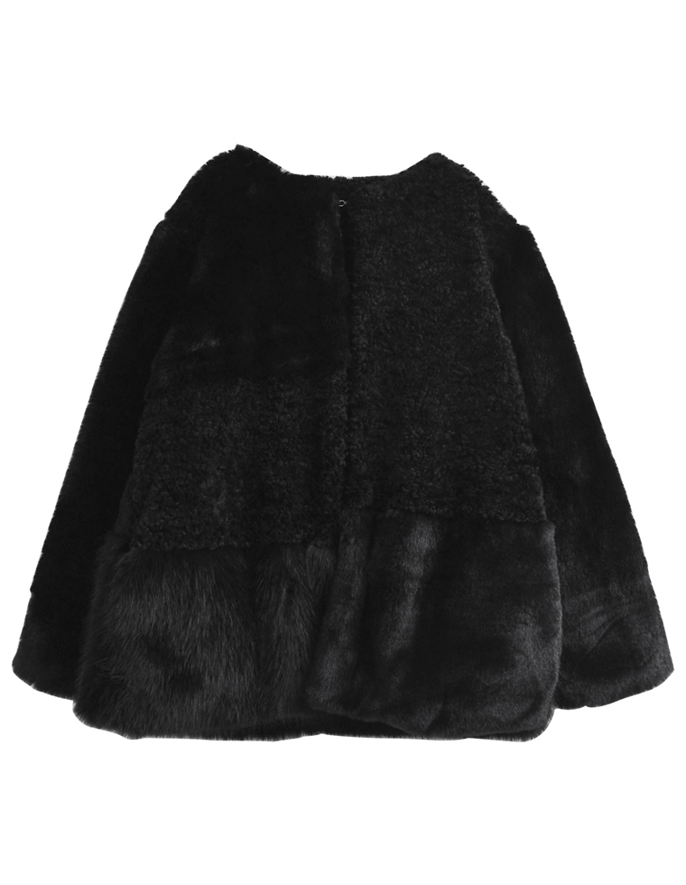 パッチワークボアファーノーカラーコート