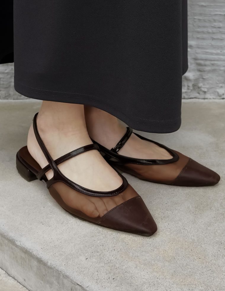 サンダル パンプス ローヒール レディース 2色 S〜LL ストラップ シアー フラット メッシュ ミュール ポインテッドトゥ  春夏 | Re:EDIT | 02