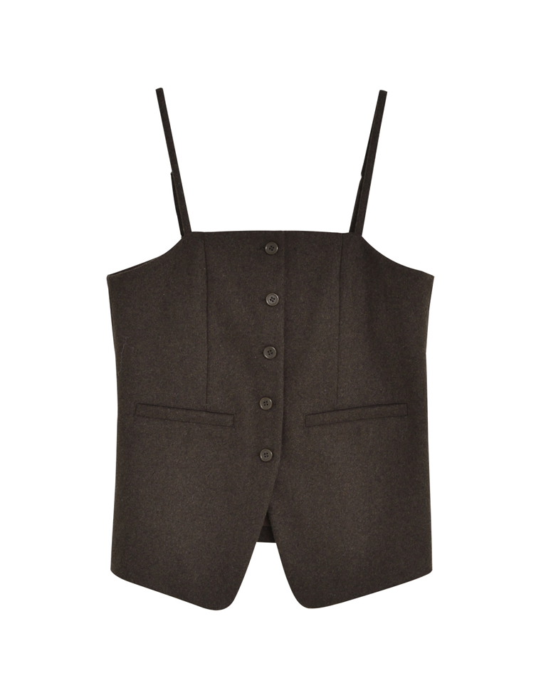 ウールライクフロントボタンキャミビスチェ