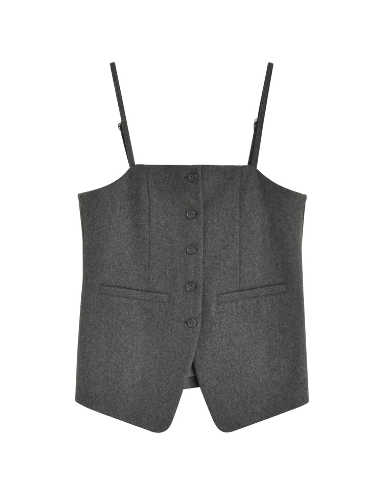 ウールライクフロントボタンキャミビスチェ