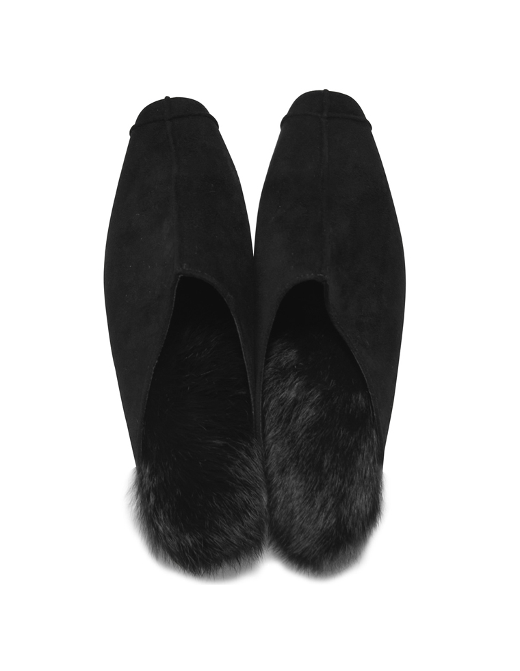 フェイクスウェードミュール