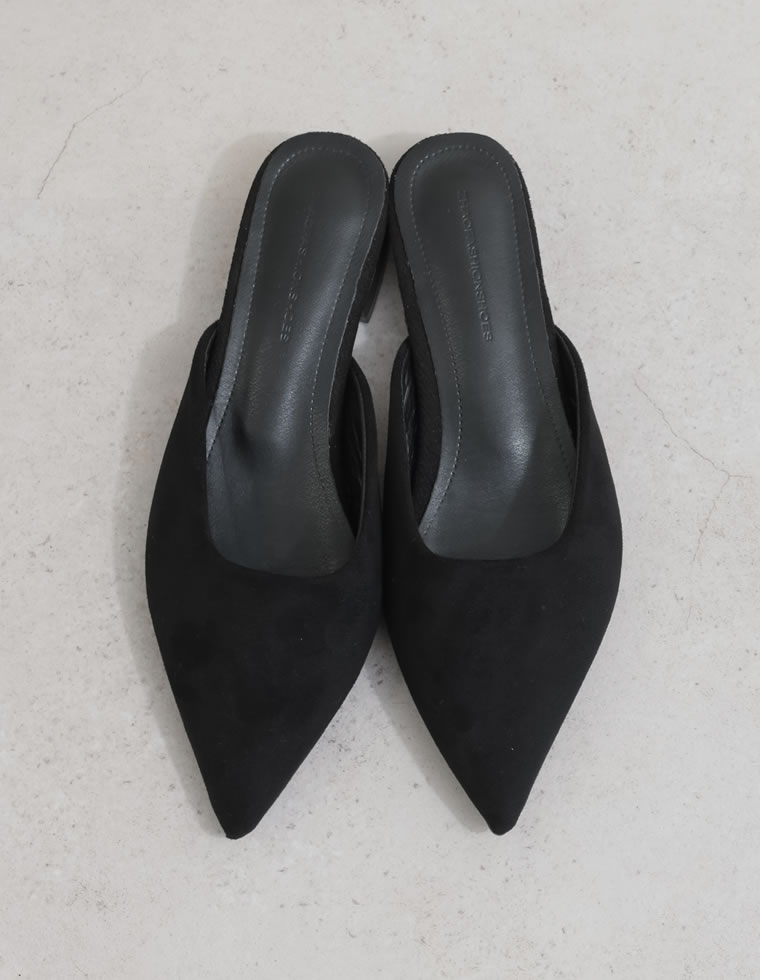 ミュール パンプス ヒール2cm レディース ブラック レオパード S/M/L/LL シューズ 靴 ポインテッドトゥ 秋冬 | Re:EDIT | 01