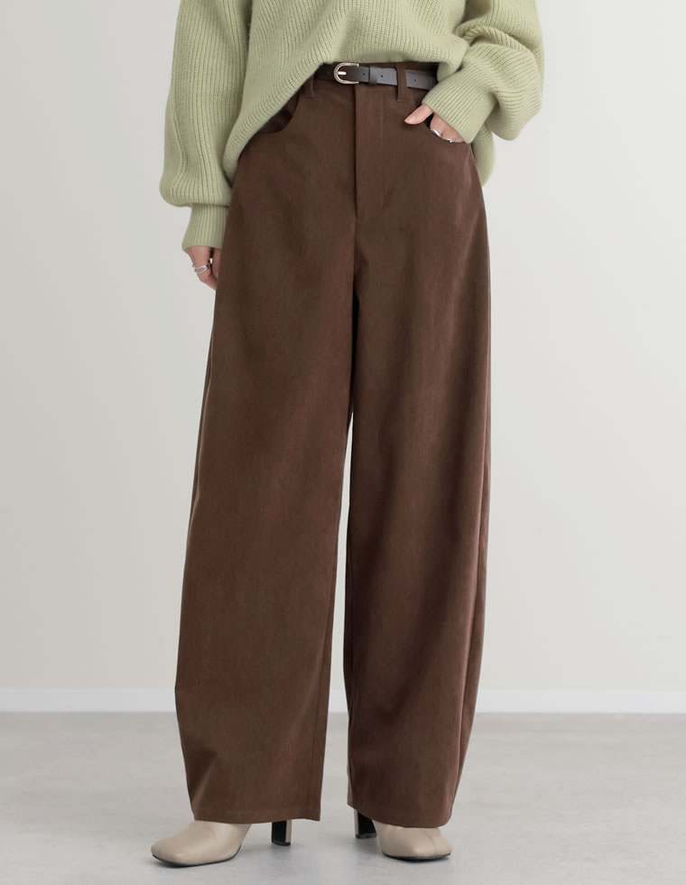 美品 ロロピアーナ ストレッチコーデュロイクロップドパンツ 茶色 サイズ40 Re:EDIT（リエディ） パンツ バレルレッグ カーブパンツ レディース 4