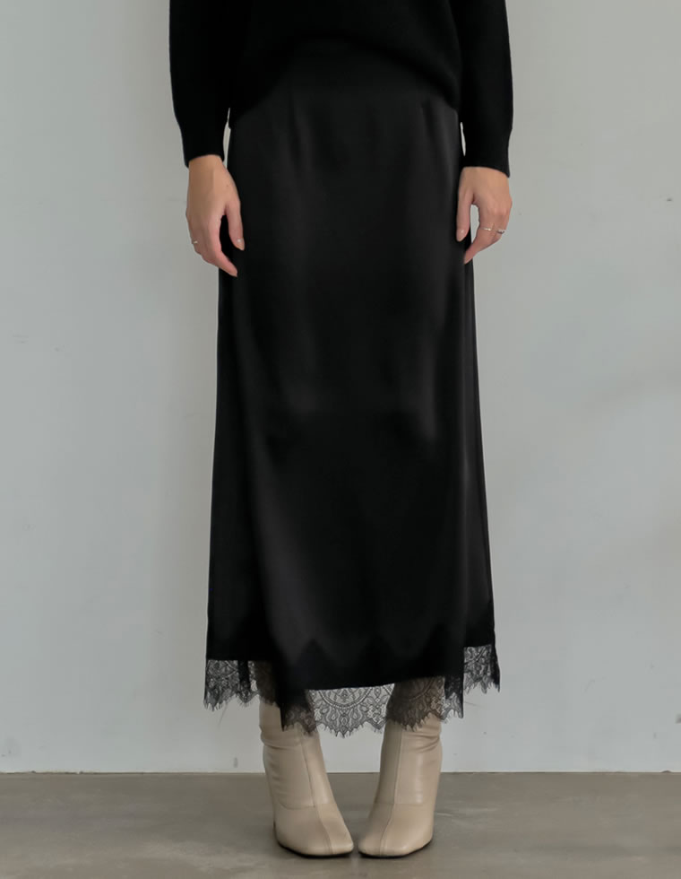 Re:EDIT（リエディ） スカート ロング レディース 2色 低身長 サテン