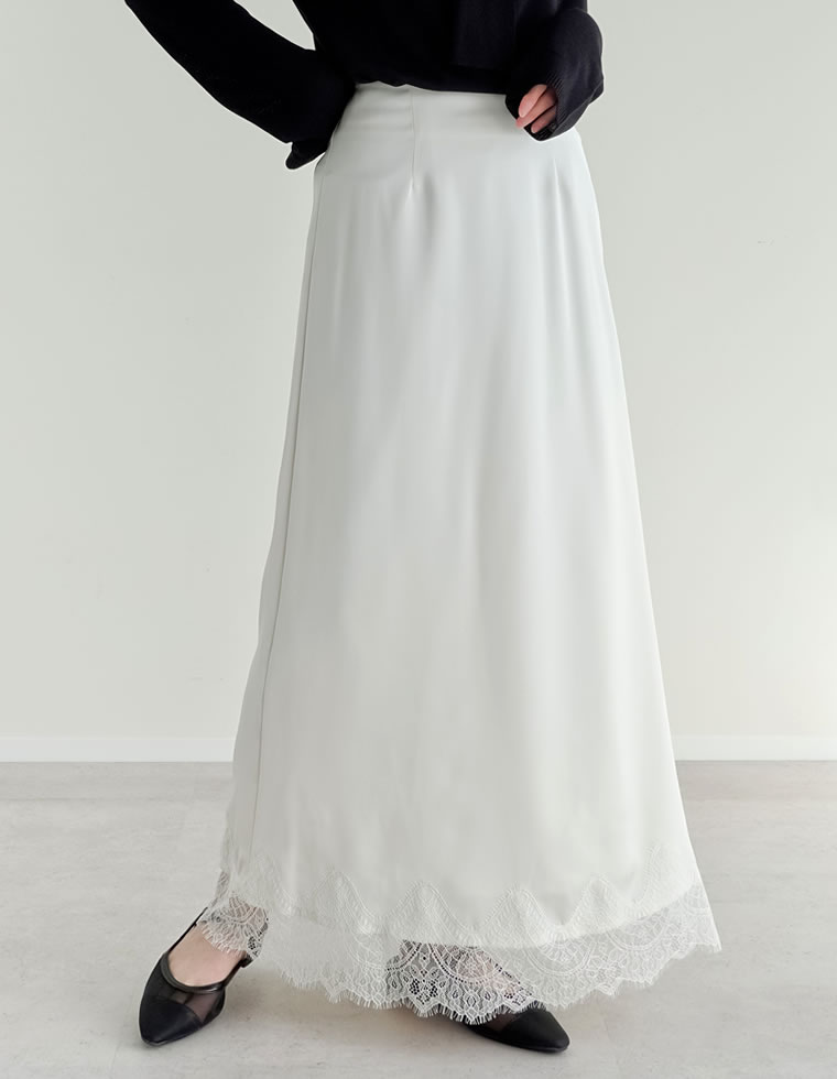 Re:EDIT（リエディ） スカート ロング レディース 2色 低身長 サテン