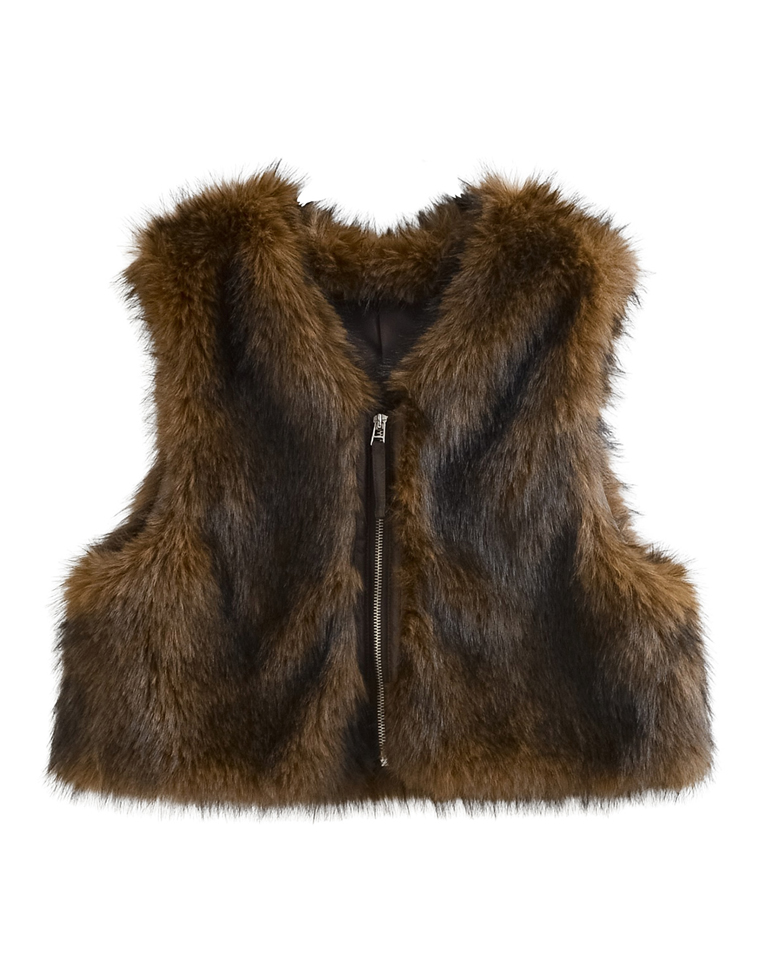 ジップ付きフェイクファーベスト