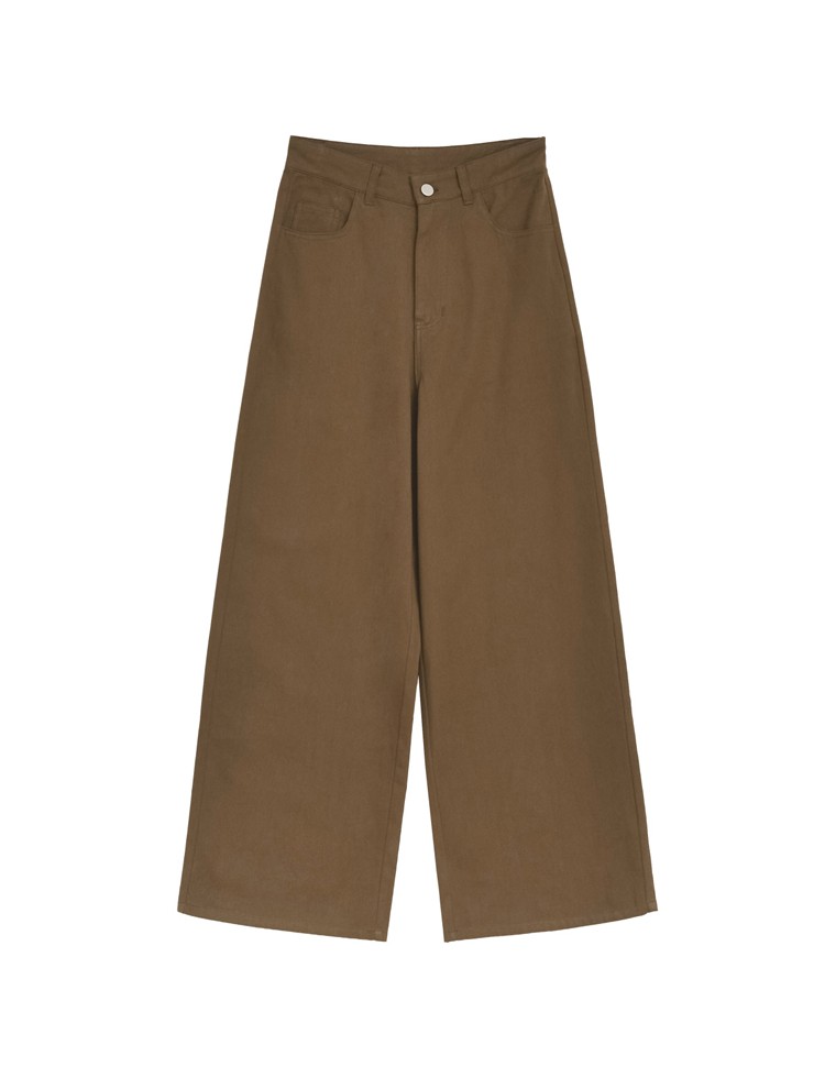 コットンツイル後ろバックルデザインパンツ