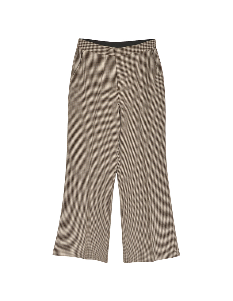 チェック柄内ゴムキックフレアパンツ