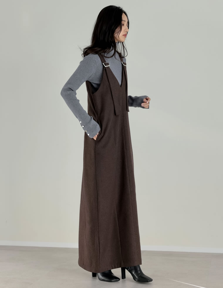 ジャンスカ ワンピース レディース 3色 低身長 高身長 ジャンパースカート 圧縮ウール 洗える 秋冬 | Re:EDIT | 03