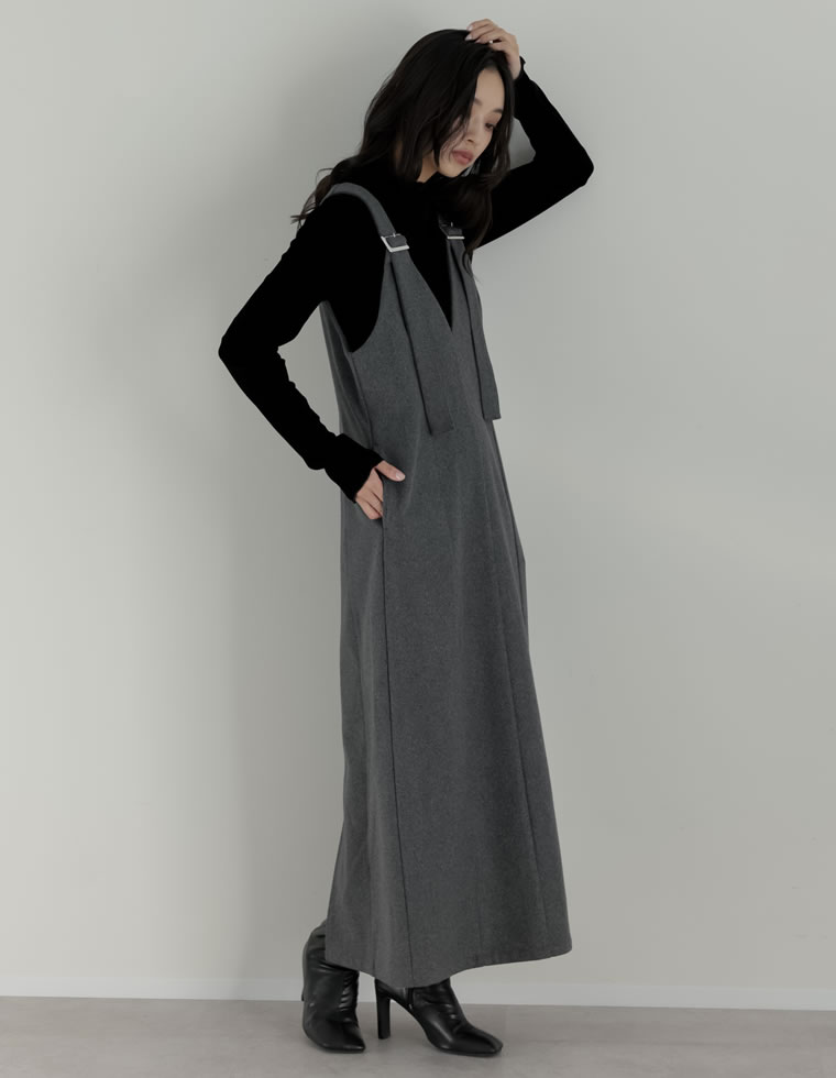 ジャンスカ ワンピース レディース 3色 低身長 高身長 ジャンパースカート 圧縮ウール 洗える 秋冬 | Re:EDIT | 02