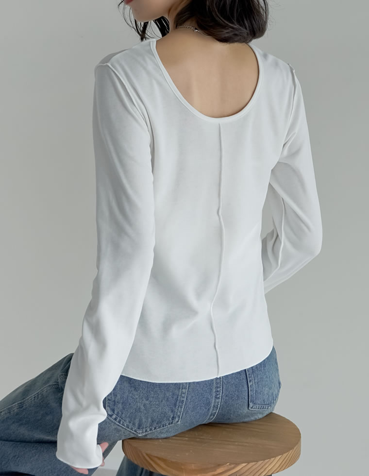 裏起毛 トップス レディース 6色 M/L/XL 長袖 防寒 インナー あったかインナー シャツ カットソー 前後2WAY 秋冬 | Re:EDIT | 02