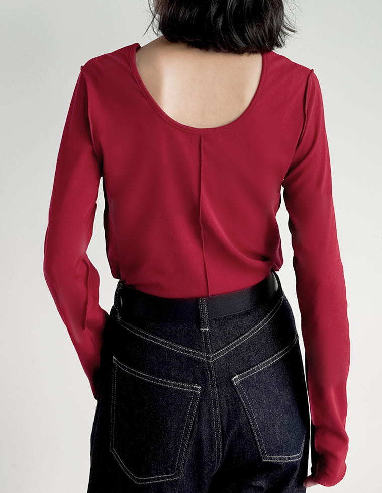 裏起毛 トップス レディース 6色 M/L/XL 長袖 防寒 インナー あったかインナー シャツ カットソー 前後2WAY 秋冬 | Re:EDIT | 05