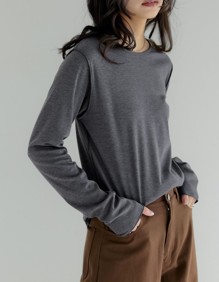 裏起毛 トップス レディース 6色 M/L/XL 長袖 防寒 インナー あったかインナー シャツ カットソー 前後2WAY 秋冬 | Re:EDIT | 03