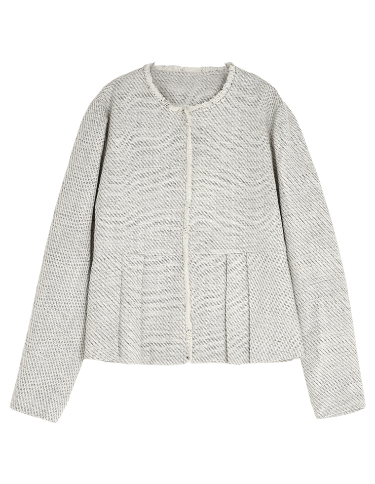 ツイードノーカラーぺプラムジャケット