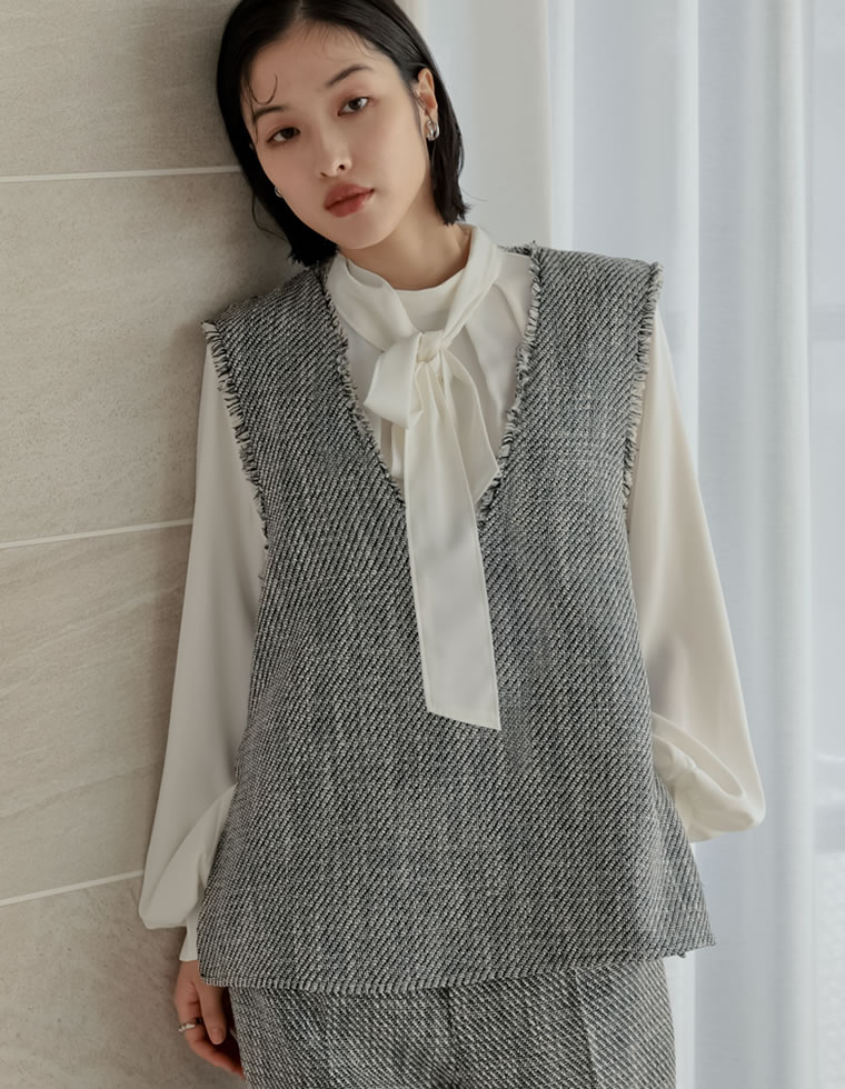 SONO エアリーツイードチュニックジレ SONO エアリーツイードチュニックジレ