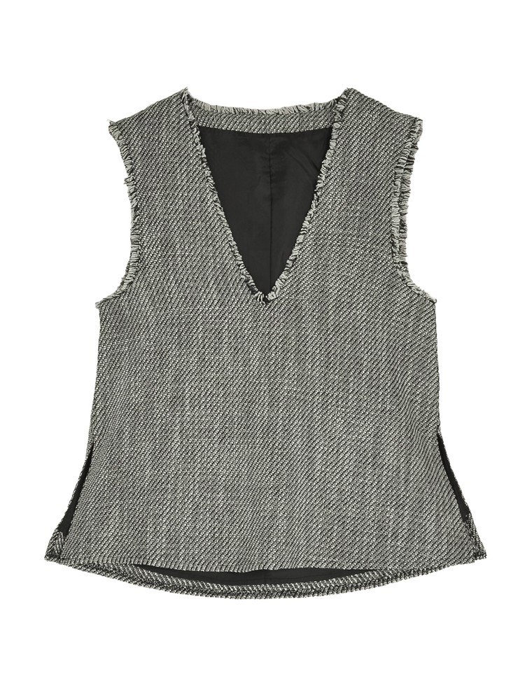 モノトーンツイードVネックベスト