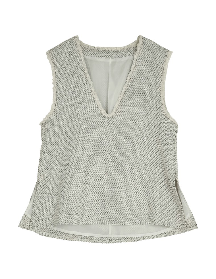 モノトーンツイードVネックベスト