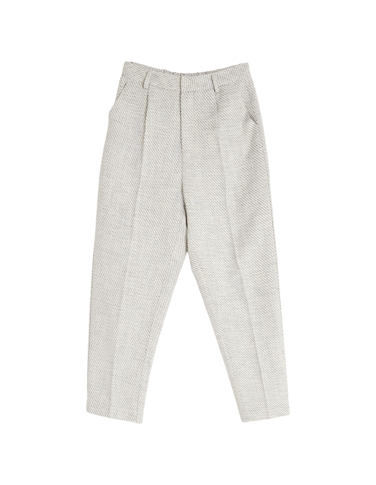 モノトーンツイードテーパードパンツ