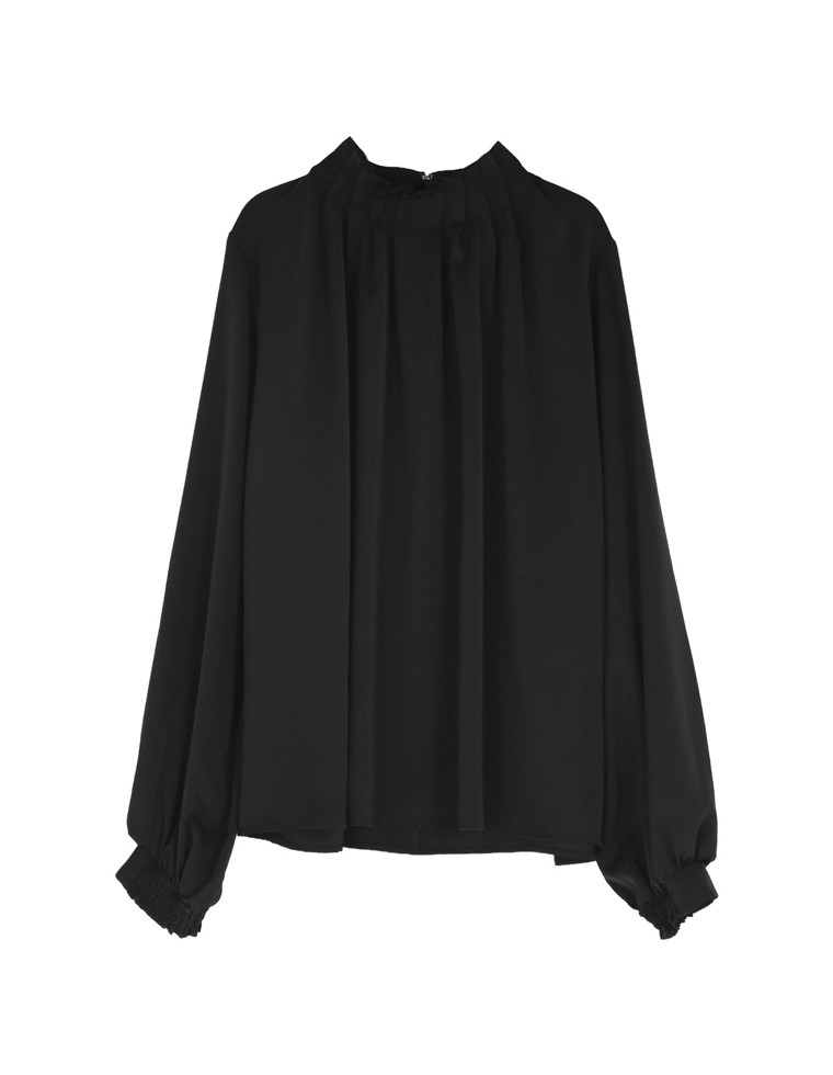 襟タックスタンドカラーブラウス