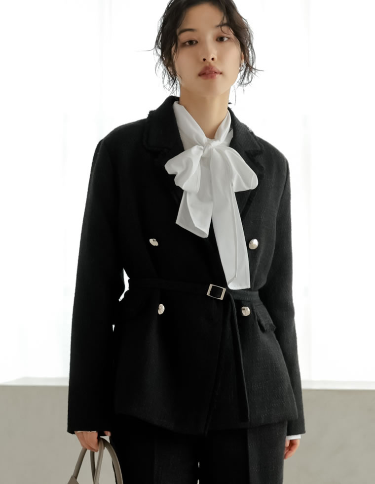 卒業式 母 服装 セレモニー ジャケット アウター レディース 3色 M/L テーラード ポケット付き 羽織り セットアップ対応 ベルト付き オケージョン 春夏 | Re:EDIT | 01