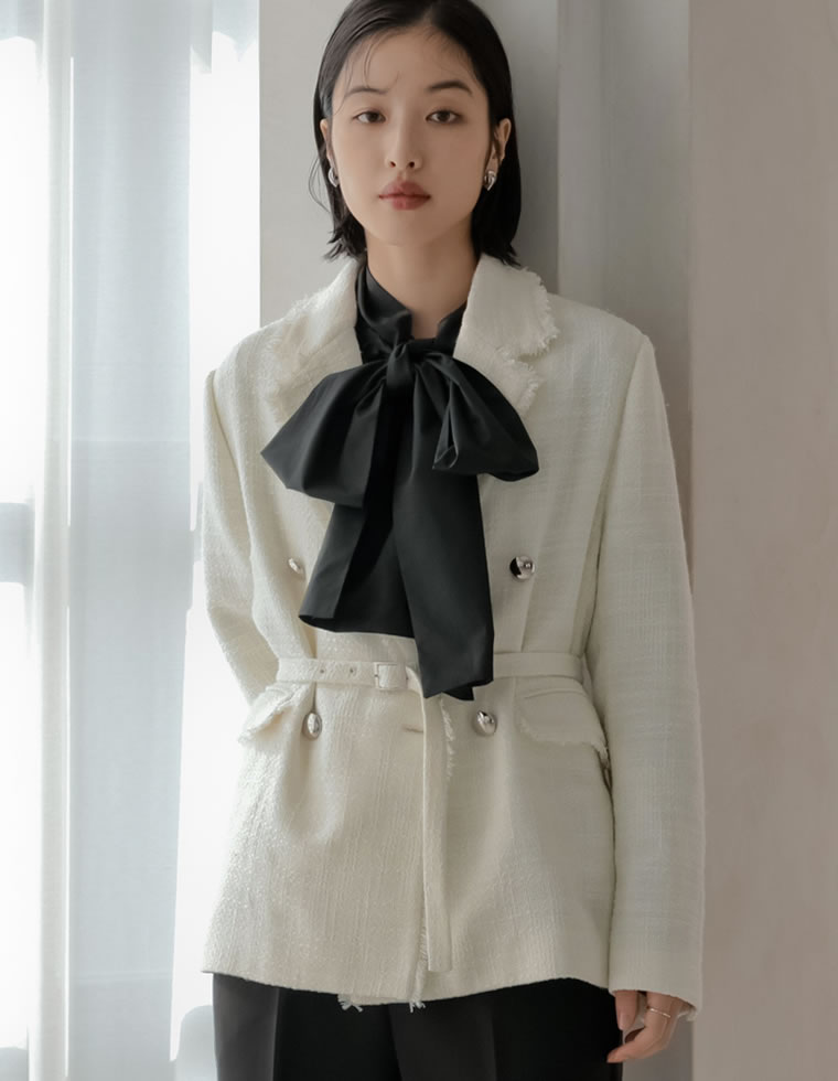 卒業式 母 服装 セレモニー ジャケット アウター レディース 3色 M/L テーラード ポケット付き 羽織り セットアップ対応 ベルト付き オケージョン 春夏 | Re:EDIT | 02