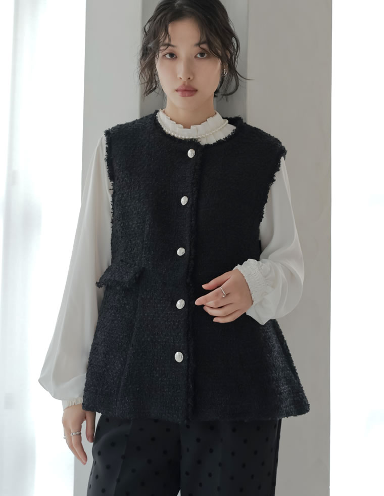 Re:EDIT（リエディ） ベスト ジレ レディース 2色 M/L ペプラム