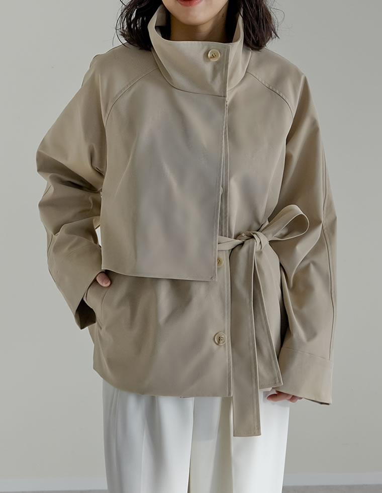 コート ミドル丈 アウター レディース 4色 M/L トレンチコート ジャケット ウエストベルト付き 体型カバー ポケットあり 春夏 | Re:EDIT | 03