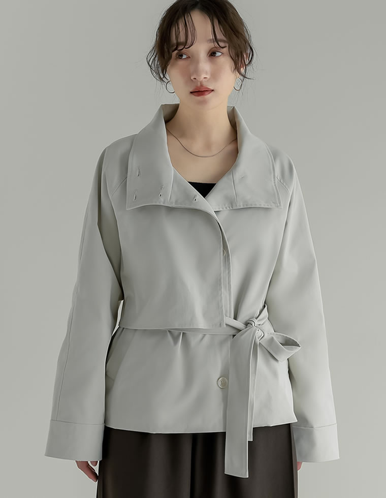 コート ミドル丈 アウター レディース 4色 M/L トレンチコート ジャケット ウエストベルト付き 体型カバー ポケットあり 春夏 | Re:EDIT | 02
