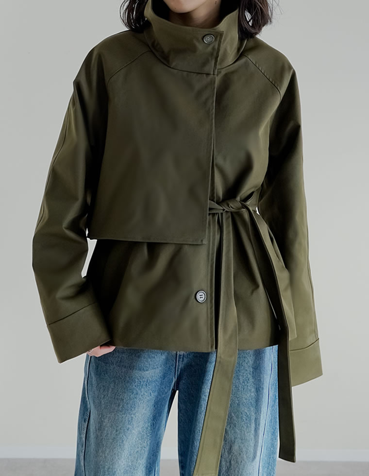 コート ミドル丈 アウター レディース 4色 M/L トレンチコート ジャケット ウエストベルト付き 体型カバー ポケットあり 春夏 | Re:EDIT | 04
